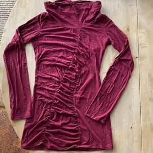 Chic Maroon Ruched Women's Tunic